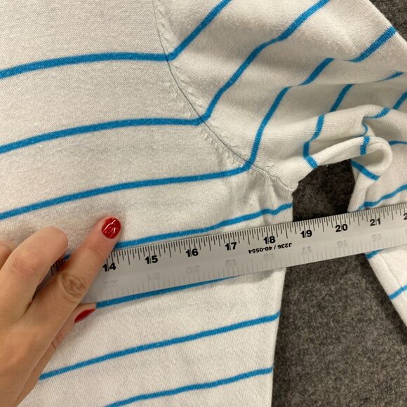 Halogen Cardigan Women L Large White Striped Button Up Knit Nylon Long Sleeve - Picture 7 of 9